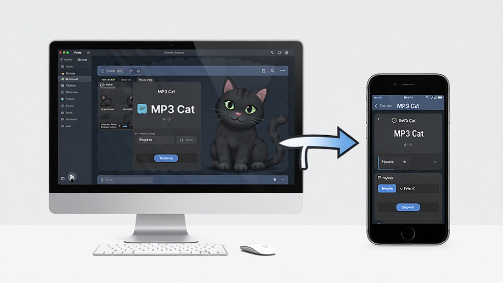 MP3 Catʹ�ý̳�ʾ��ͼ������չʾ���Ժ��ֻ������豸��Ļ����Ļ����ʾMP3 Cat�������棬�м��ü�ͷ���ӱ�ʾ����ͬ��������Ϊǳɫ��Լ��񣬻����������ɾ��޶���Ԫ��