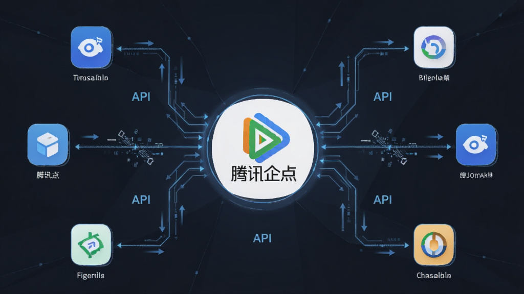 һ��չʾ��Ѷ��㿪��ƽ̨����������ʾ��ͼ������Ϊ�������Ѷ���LOGO������������������ߣ����ӵ���ͬӦ��ͼ�꣬����Ϊ���ķ���״���Ű������Գƣ����Ϊ�Ƽ��������廭�磬ϸ���ϰ���API��������������ͷ��Ӧ��ͼ���Ԫ�أ����ʸ���ɾ����޶���Ԫ�ء�
