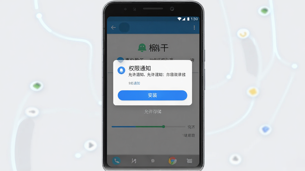 �����ǻ���Ӧ���ڰ�׿�ֻ��ϵİ�װ�������棬����Ϊ�ֻ���Ļ���У���ʾȨ�����󵯴��Ͱ�װ���������Ű����������Ϊ�Ƽ���Լ�磬ϸ�ڰ�����ɫ������ť��������Ȩ��˵�����֡�����֪ͨ���������洢�����ֻ��߿򣬻��ʸ��壬�ɾ��޶���Ԫ�أ�����Ϊǳ�ҡ�