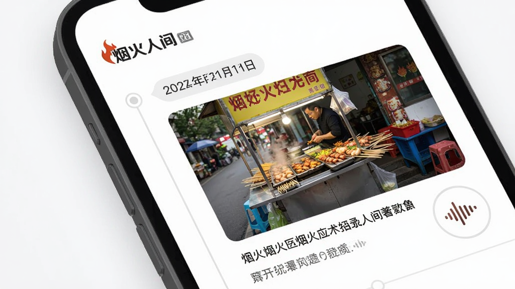 һ��չʾ���̻��˼䡱Ӧ�ü�¼���ܵ�ʾ��ͼ�������������ֻ���Ļ��д����Ļ����ʾһ��ͼ�ļ�¼���Ϸ������ڱ�ǩ���м���һ�Žֱ�С��̯����Ƭ���·�����������������������ͼ�꣬����Ϊ�����ֻ����棬���Ϊ��ƽ��UI��ƣ�ϸ�ڰ���ʱ���������͡��̻��˼䡱logo�������������ɾ����޶���Ԫ��
