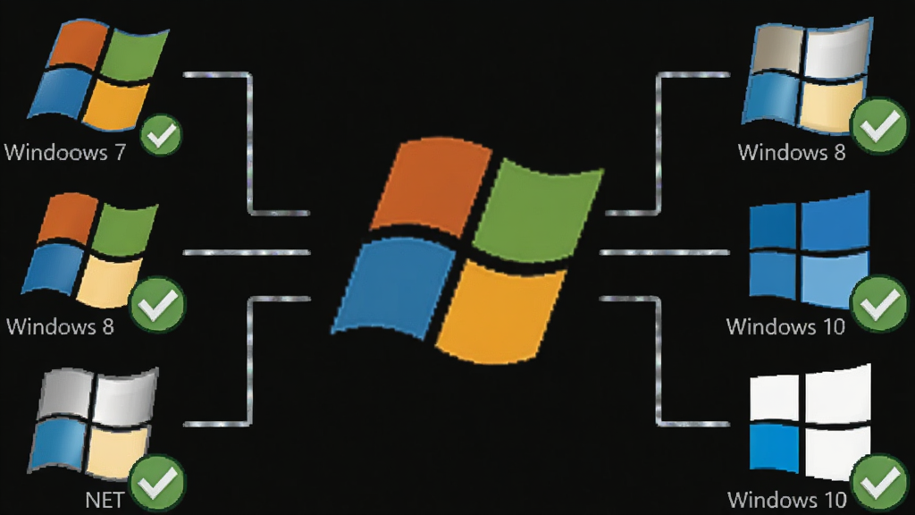 һ��չʾ Microsoft .NET Framework 4.7 ������ʾ��ͼ��ͼƬ�������Ƕ�� Windows ����ϵͳͼ���� .NET ��־ͨ���������ӣ�����Ϊ�������У��Ű����룬���Ϊ��ƽ���Ƽ��磬ϸ�ڰ��� Windows 7��Windows 8��Windows 10 ͼ���Լ��򹴵ļ��ݱ�ʶ�����ʸ��壬�ɾ��޶���Ԫ��