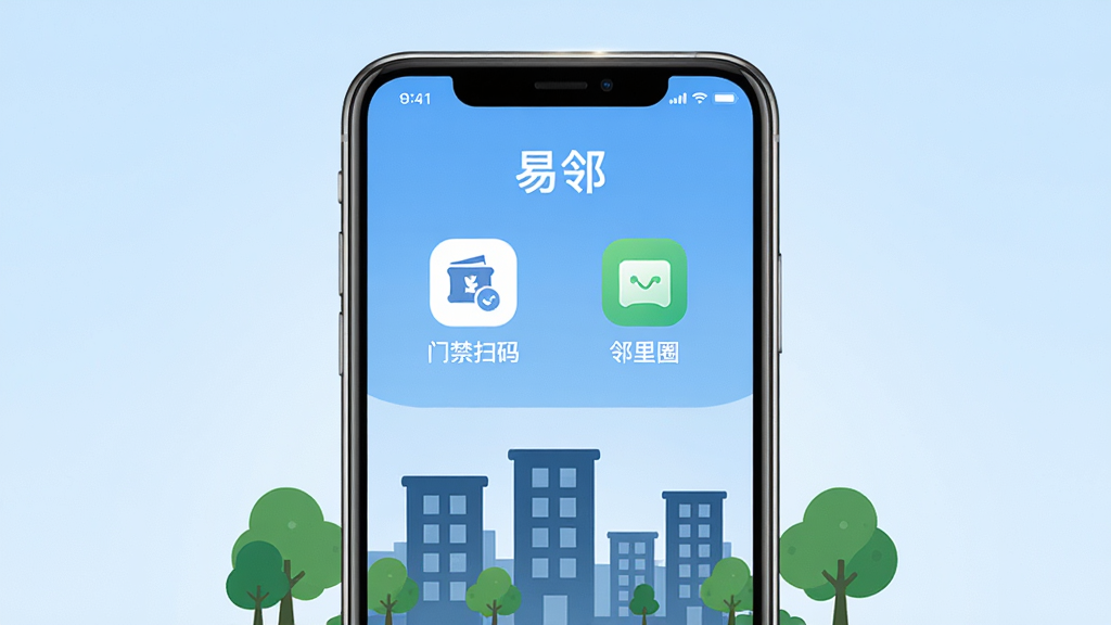 ����������һ�������ֻ�����Ļ��ʾ�����ڡ�Ӧ�õ���ҳ���棬������ҵ�ɷѡ��Ž�ɨ�롢����Ȧ��ͼ�ꡣ���ֲ��þ��й�ͼ���ֻ��·�������¥��������ļ�Ӱ���Ű��࣬���Ϊ�ִ���ƽ���Ƽ��磬ϸ�����ֻ���Ե����΢�߹⣬����Ϊ�ɾ���ǳ��ɫ���䡣���ʸ��壬�ɾ����޶���Ԫ�ء�