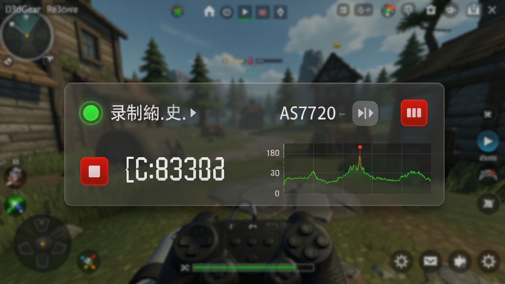 D3DGear��������չʾͼ������Ϊ��Ϸ������������¼��״̬��������Ϊ��Ϸ���������Ӱ�͸�����������Ű�ͻ��¼��ʱ����֡�����֣����Ϊдʵ��Ϸ��ͼ���ϸ�ڰ�����ɫ¼��Բ�㡢��ɫֹͣ��ť��֡�����ߣ����ʸ��壬�ɾ����޶���Ԫ��
