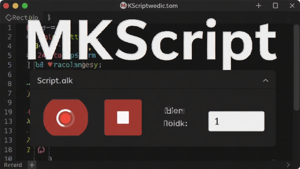 MKScript�������Զ����ű�����������������д��չʾ�ű�¼�ƹ�����壬������к�ɫ��¼�ư�ť��ֹͣ��ť��ѭ��������������򣬱���Ϊ��ɫ�������༭����񣬻����������ɼ������������֣�����ϸ�壬�ɾ�����