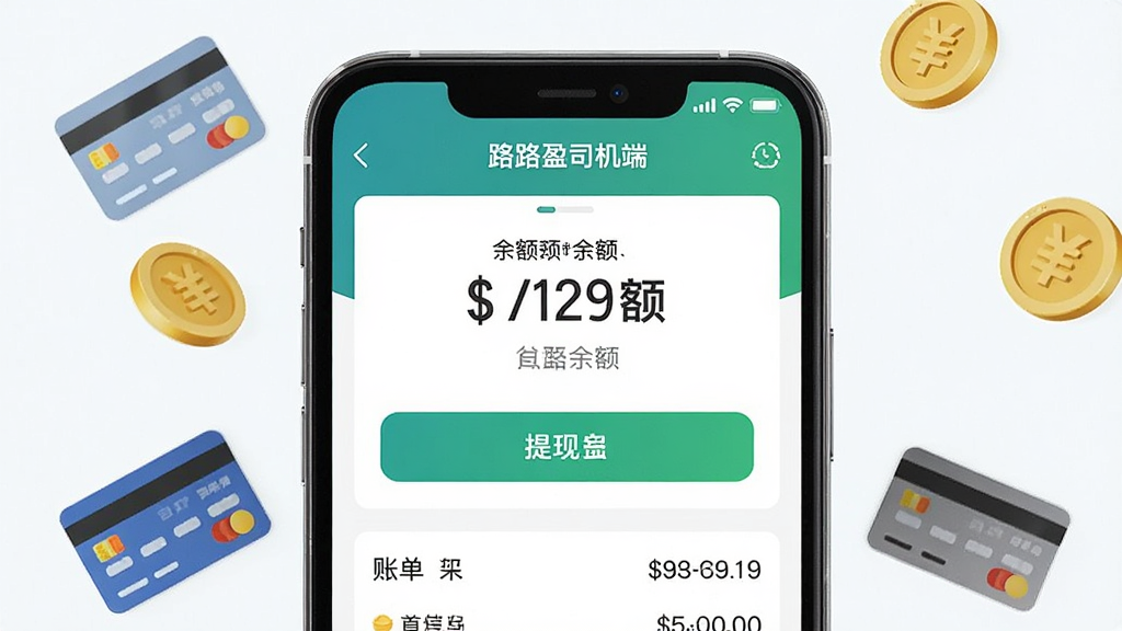 ��������Ϊһ���ֻ���Ļ��д����ʾ��··ӯ˾���ˡ���Ǯ��ҳ�棬����������֡����ְ�ť���˵��б������ֲ��þ��жԳƹ�ͼ���Ű��ϣ��ֻ���Χɢ���Ž�������п�ͼ�ꡣ���Ϊ�����ڷ�廭��ϸ�ڰ����������塢��ɫ���ְ�ť���˵���ϸ��Ŀ������Ϊ������Ⱦ������ɾ����޶���Ԫ�ء�