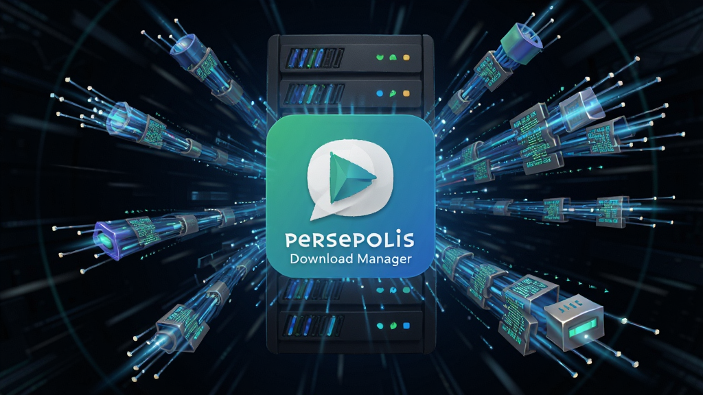 ����Ϊ����ķ������������������������� Persepolis Download Manager ������ͼ�꣬��Χ�����Ŷ�����������Ĺ��������ߣ����ֳʷ���״���Ű�ǿ���ٶȸ�����̸߳�����Ϊ���������İ�ɫ�Ƽ��磬ϸ�ڰ������ݰ������ϸ��ٴ���Ķ�Ч�У�����Ϊ8K��Ⱦ���ɾ�������Ԫ�ء�