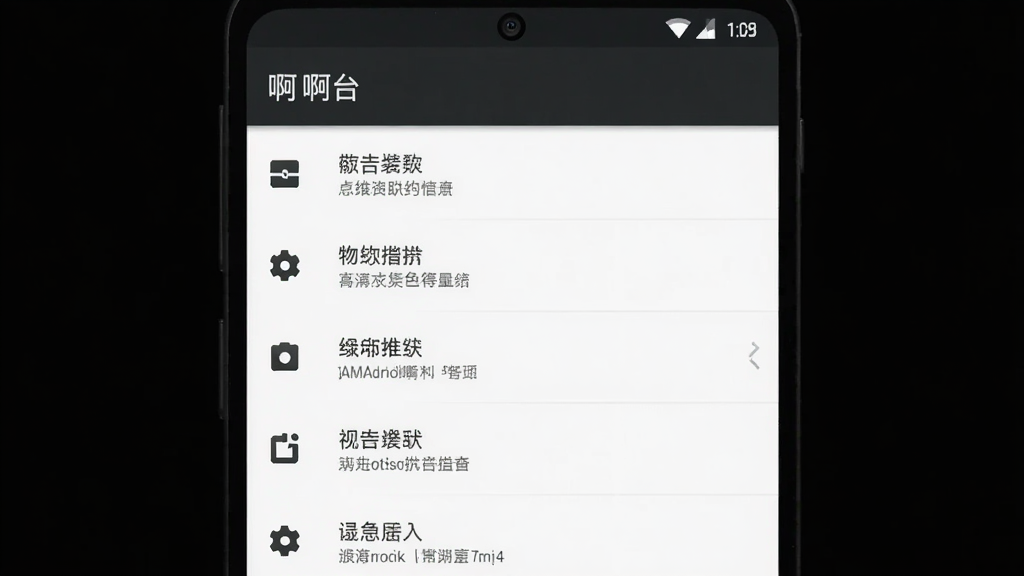 主体是一款名为啊的安卓应用设置界面,布局为纵向列表排列,排版为顶部标题栏加中部设置选项列表,风格为清爽素雅极简风格,细节为每个设置项带有图标和文字说明,背景为纯白色,画质高清干净无多余元素