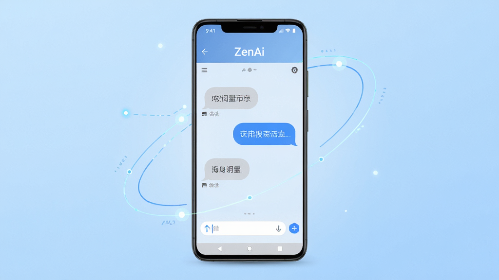 ��������չʾһ����׿�ֻ����ֻ���Ļ��ʾ��ZenAi��Ӧ�ý��棬��������Ի�����������򣬱���Ϊ����ǳ��ɫ���䣬��Χ���������Ƽ����������㣬���岼�־��жԳƣ������ˬ�ִ���ϸ�����������ʸɾ����޶���Ԫ�أ�4K����