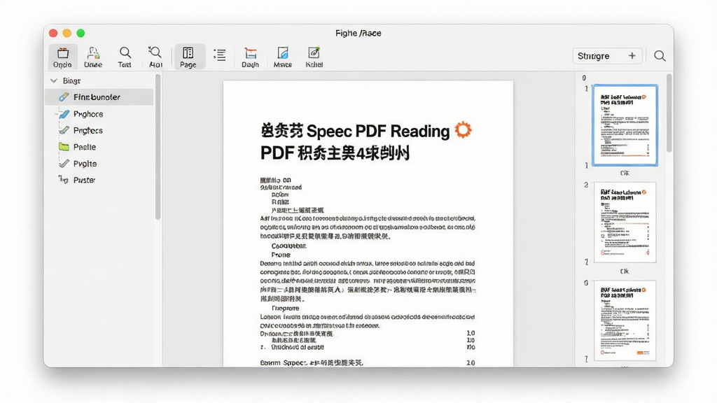 һ��չ�ֹ���PDF�Ķ��������������ȫ��ͼ�������������������ڣ���������ʾһ���Ű������PDF�ĵ����ĵ����������ɼ����������������ˬ��ǳɫ���⣬���������������Ŵ򿪡����š���ҳ�ȳ��ð�ť����������м�����ǩ���������Ҳ���ʾҳ������ͼ�����岼�ָɾ����䣬����ִ���Լ��ϸ�����ܿ��尴ťͼ����ĵ����ֱ�Ե��������������������ɾ����޶���װ��Ԫ�أ�ͻ��������켫�ٵ��Ӿ����ܡ�