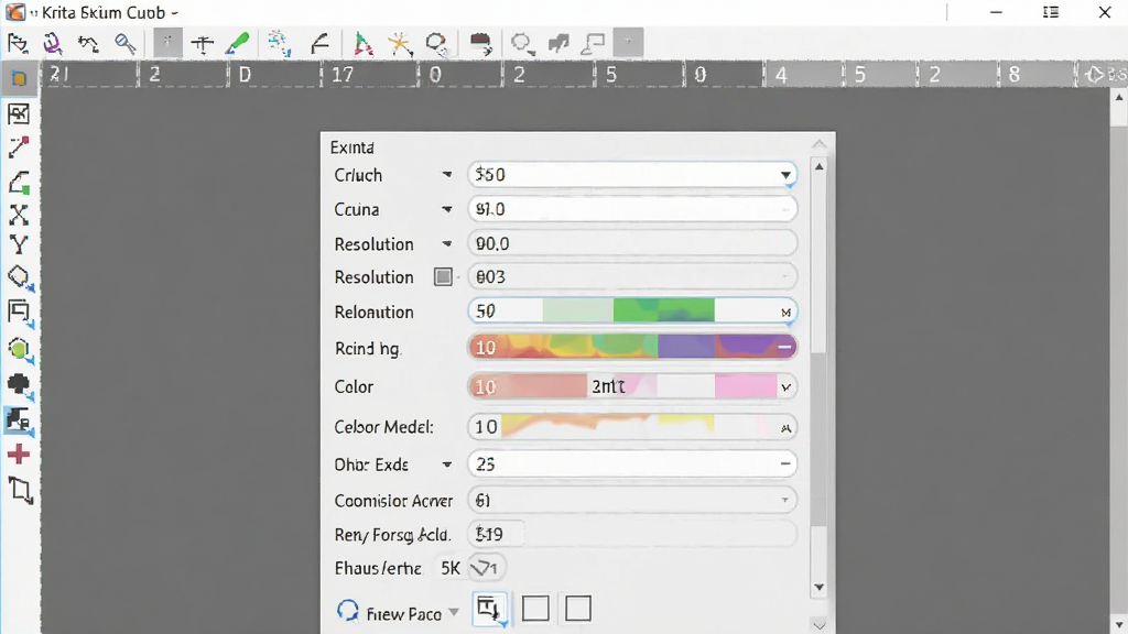 Krita �滭�����½��������ý����ͼ����������ʾ�����ߴ硢�ֱ��ʡ�ɫ��ģʽ�Ȳ���ѡ���������������ϸ�����������ʸ��壬�޶���Ԫ��