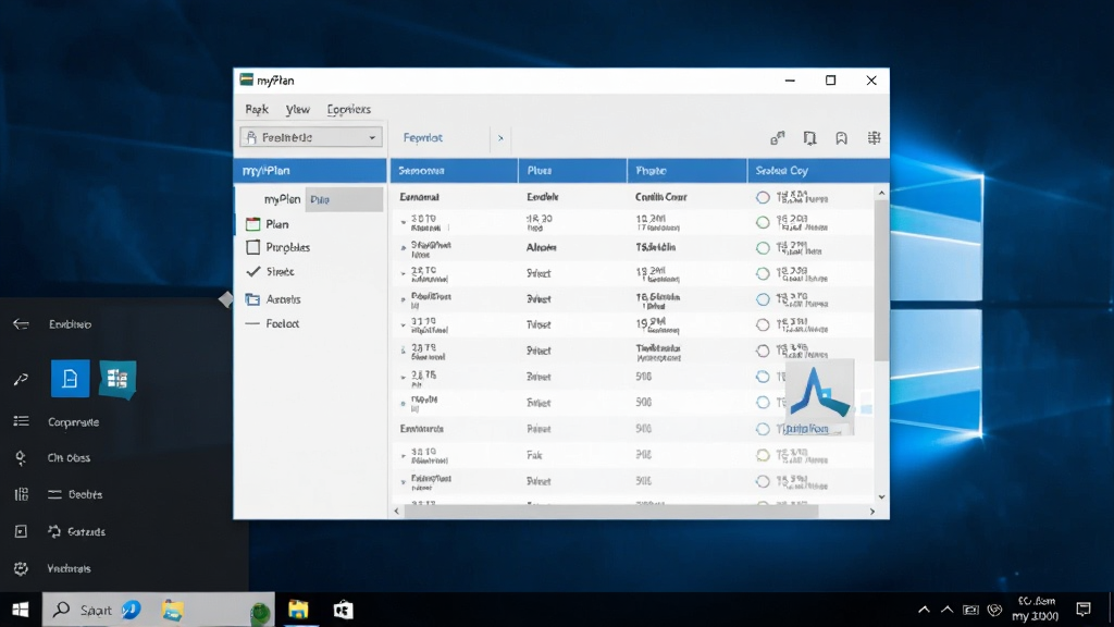һ��չʾmyPlan��Windows���������ϵ����н�ͼ������Ϊ����������������ͼ�꣬����Ϊ������ʾ�ļƻ��б����Ű��࣬���Ϊ��ʵ���滷����ϸ�ڰ�����ʼ�˵���ϵͳ����ͼ�꣬���������ɾ�������Ԫ�أ������пɼ���myPlan��������