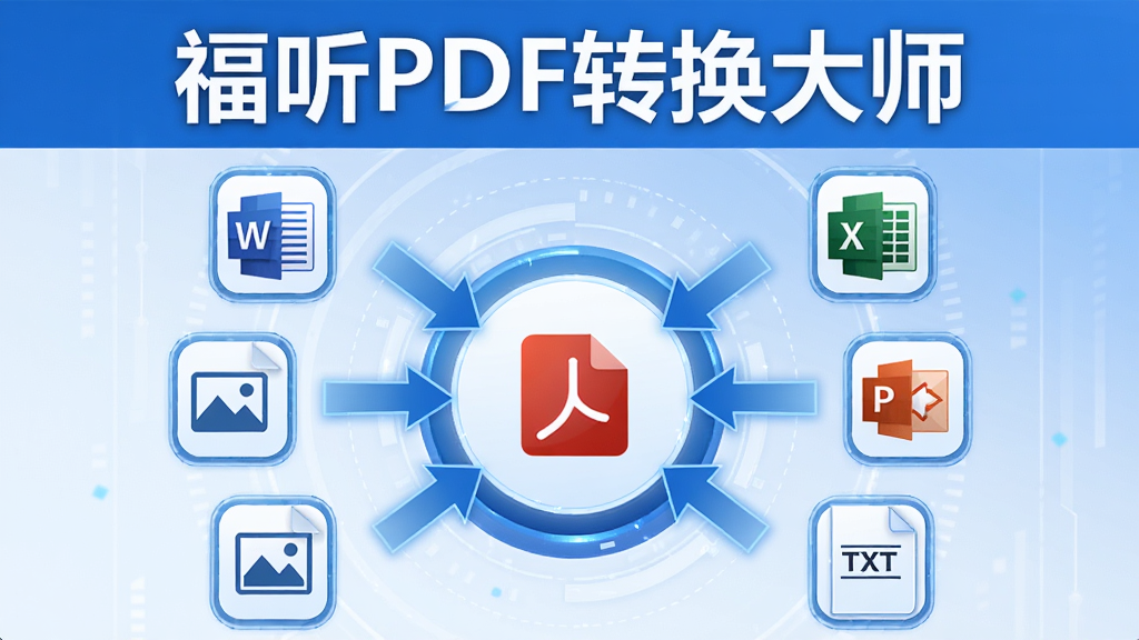 һ��չʾ���PDFת����ʦȫ��ʽת�����ܵ�ʾ��ͼ���������������ơ����PDFת����ʦ��Ϊ���⣬������һ��Բ��ת����Ŧ����Χ������Word��Excel��PPT��ͼƬ��TXT�ȸ�ʽͼ�꣬��ͷָ��PDF���ģ����岼�ֶԳ����������Ƽ���ʮ�㣬��ɫ����ɫ�Ͱ�ɫΪ�������ʸ���ɾ����޶���װ��Ԫ��