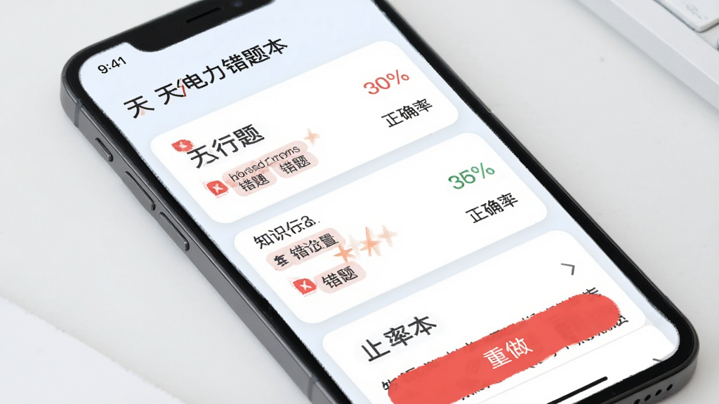 ���е������Ȿ���ܽ��棬����Ϊ�ֻ���Ļչʾ�����б���������ť�����ֲ��ÿ�Ƭʽ�������У��Ű������ˣ����Ϊ��ˬǳɫϵ��ϸ�ڰ�����ɫ�����ǡ�֪ʶ���ǩ����ȷ�ʰٷֱȣ����ʸ���ɾ��޶���Ԫ��