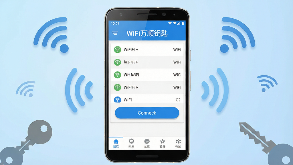 һ��չʾWiFi��˳Կ��������������ֻ�����ͼ������Ϊ���з��õİ�׿�ֻ�����Ļ����ʾ�������棬�����Ϸ���