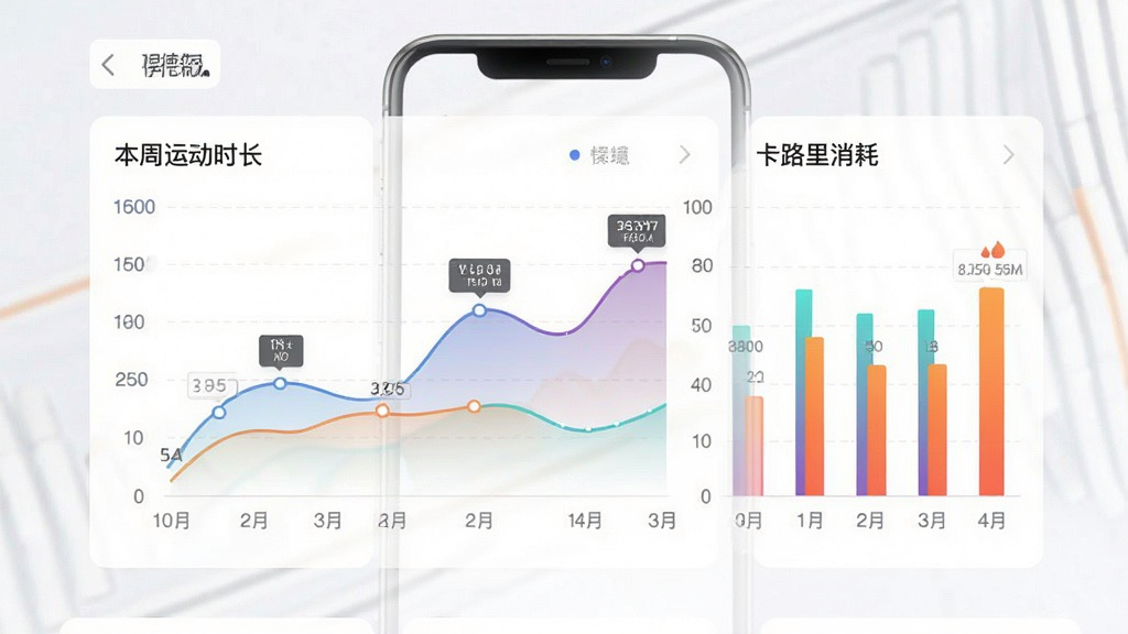 ����Ϊ����ɭ�˶�APP�˶�����ͳ��ҳ�棬����չʾ����ͼ����״ͼ��ϣ�ͼ���а����������˶�ʱ��������·�����ġ������ı�ǩ������Ϊ�ֻ���Ļ����չʾ��ͼ��ռ����Ҫ�����Ű����������ݿ�Ƭ�������룻���Ϊ�ִ���Լ���ݿ��ӻ���ϸ�ڰ���ͼ��������䡢��ֵ��ע�������᣻���ʸ��壬�ɾ����޶���Ԫ��