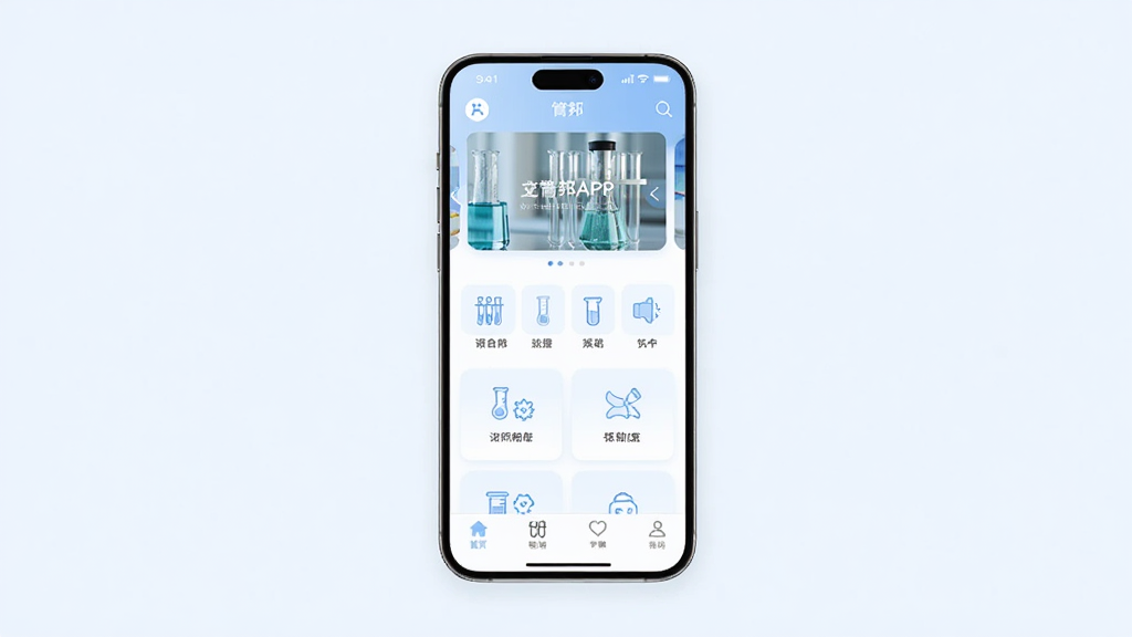 һ���ֻ�Ӧ�ý���չʾͼ������������һ�������ֻ�����Ļ��ʾ�Թܰ�APP����ҳ�棬ҳ�沼�ְ��������ֲ�ͼ���в�����ͼ����ں͵ײ���������������ɫ����͵�ǳ��ɫ�Ͱ�ɫΪ������������£�����ɾ��޶���Ԫ�أ����廭�ʡ�