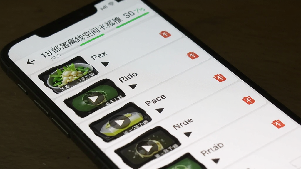 豆芽部落离线缓存管理界面,手机屏幕显示已下载视频列表,每个条目带有播放按钮与删除图标,顶部有存储空间提示条,背景为浅色系,风格简洁实用,画质清晰,干净无多余元素。