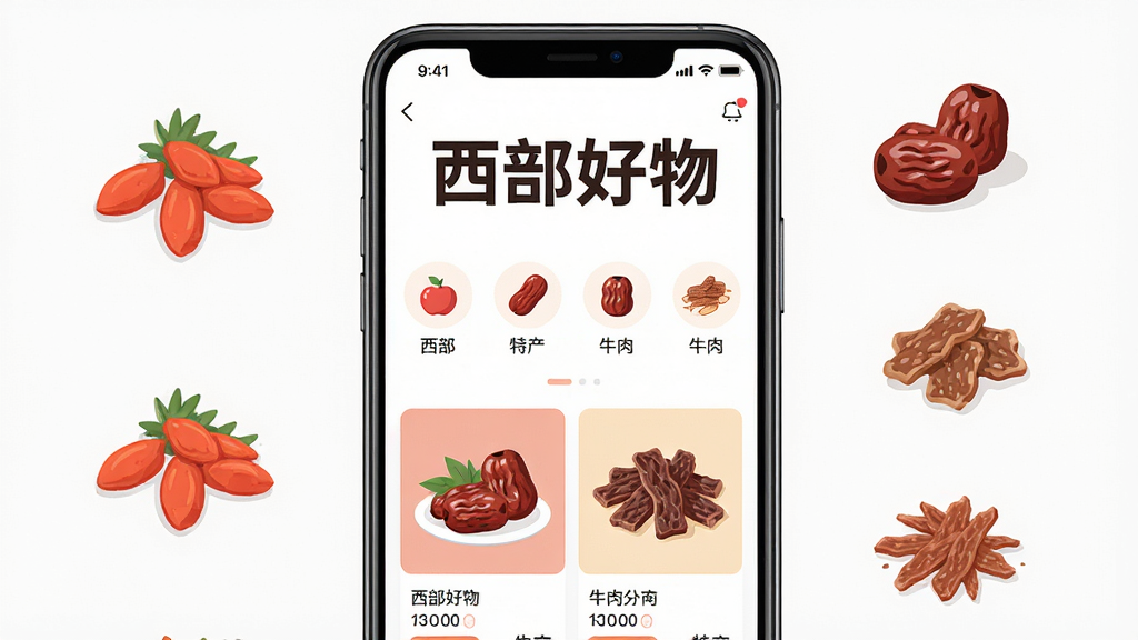 ����Ϊһ�������ֻ����з��ã���Ļ��չʾ����APP��ҳ���棬ҳ�涥���С���������ĸ����֣��·�����Ʒ����ͼ�����ز���Ʒ��Ƭ�����ּ���������Ű�������½ṹ�����Ϊ�ִ���ƽ����ҵ�廭��ϸ�ڰ�����轡����桢ţ��ɵ������ز�Сͼ���׺�����ʸ��塢�ɾ����޶���Ԫ��