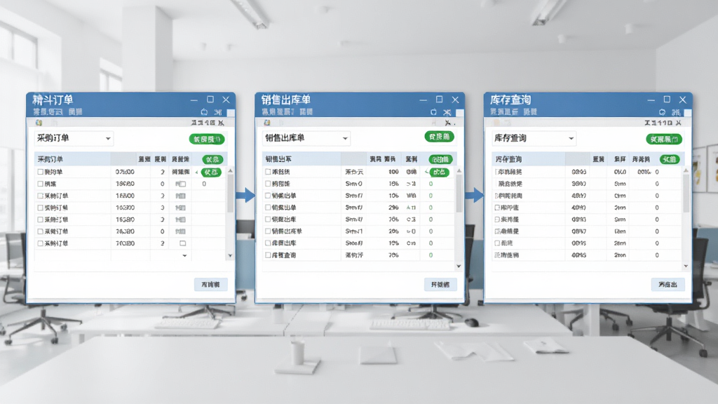 �����Ʊ�׼���������������ͼ��񣬻���չʾ�ɹ����������۳��ⵥ������ѯ�������Ŵ��ڣ�ÿ�������������������ݱ����״̬��ǩ������Ϊǳ��ɫ�칫������ͻ�����������������Զ������Ű����룬������ɫ�����ɾ�������Ԫ�أ����廭�ʡ�