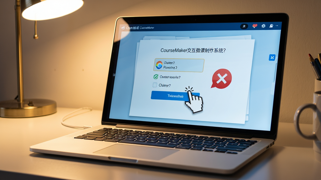 һ��չʾCourseMaker����ʽ΢������ϵͳ�ڱʼǱ����������з�����HTML5�μ��ĳ���ͼ��������һ̨�򿪵ıʼǱ����ԣ���Ļ����ʾһ������ʽѡ����ҳ�棬���ָ�������ѡ�ť���Ա��жԴ�����ͼ�ꡣ����Ϊ������д�������Ǽ��������������Ű�ͻ����Ļ���ݣ����Ϊ��ʵʹ�ó����磬��ɫ��ůɫ�ƹ����Ļ���Աȡ�ϸ�ڰ������̡����ذ塢��Ļ���⡣���ʸ��壬�ɾ����޶���Ԫ�ء�