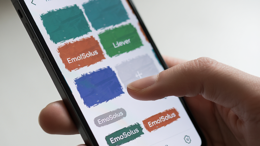 EmoSolus �ֻ��˲���������д������Ϊ���ֲ����ֻ��ĳ���������Ϊ����չʾ���Ű�ͻ������ɫ�����ǩ��ť����������ϸ�ڰ�����ָ�ᴥ��Ļ�Ķ��������ʸ��壬�ɾ����޶���Ԫ��