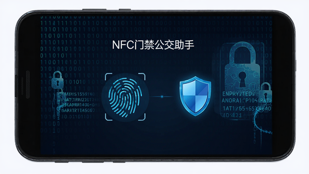 һ����׿�ֻ���Ļ��ʾ��NFC�Ž��������֡��İ�ȫ����ҳ�棬ҳ������ָ��ͼ��Ͷ���ͼ�꣬�����ǳ���Ķ����ƴ��������ͼ����������Ϊ�Ƽ���ȫ�磬ϸ�ڰ���ָ��ʶ�𶯻��������������������������ɾ��޶���Ԫ�ء�