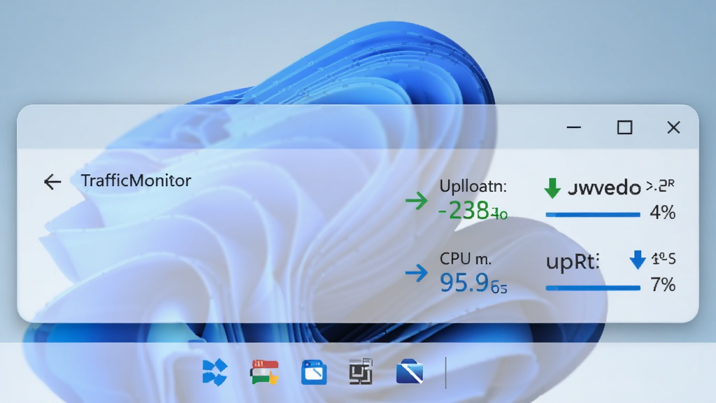 һ��չʾ TrafficMonitor �� Windows 11 ��������Ƕ��Ч����ͼƬ������Ϊ�������Ҳ���ʾ�ϴ������ٶȺ� CPU �ڴ�ռ�ã�����Ϊ������״�����Ϊ����Ƽ��磬ϸ�ڰ�����͸��������������������������ʾ����ɫ����ɫ��ͷͼ�꣬���� 1080P ���壬�ɾ��޶���Ԫ��