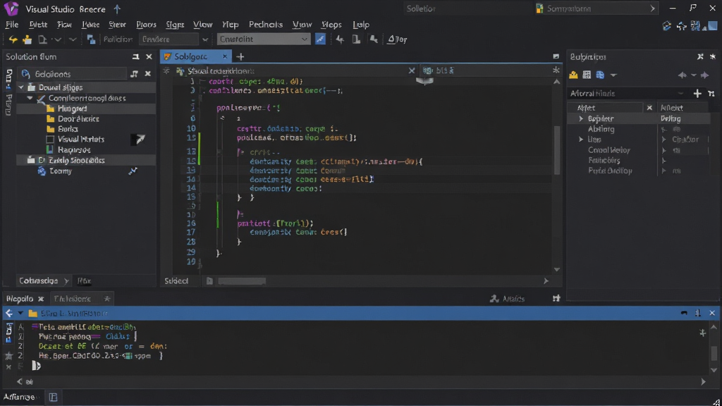 Visual Studio ����������ȫ��չʾ������Ϊһ���ִ������ɿ����������ڣ����ְ��������˵����������������Դ���������������༭�����Ҳ����������ײ�����նˣ��Ű��������������Ƽ�����ϸ�ڰ�����ɫ�﷨�������롢���Թ���������ɫ���ⱳ�������ʸ��壬�ɾ����޶���Ԫ��