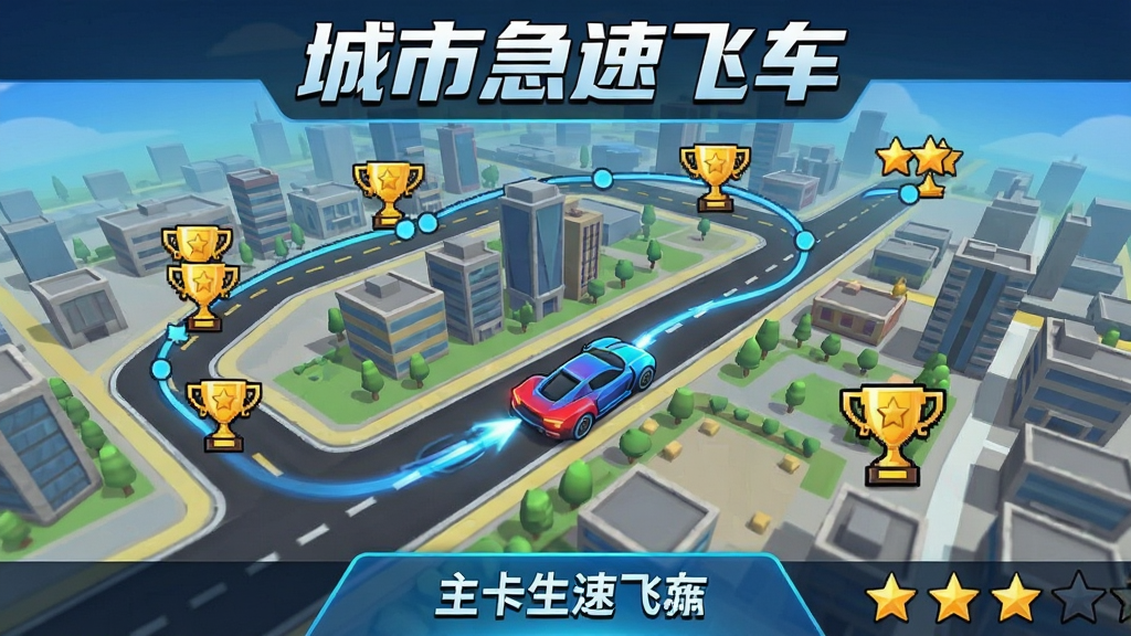 ���м��ٷɳ�����ģʽ��ͼ���棬����Ϊ���и��ͼ�������ע�˶�����½ڵ�ͽ���ͼ�꣬һ������ͼ������·�����ƶ����ײ���ʾ�ؿ����ƺ��Ǽ����ۣ������������죬���С����м��ٷɳ�������ģʽ����