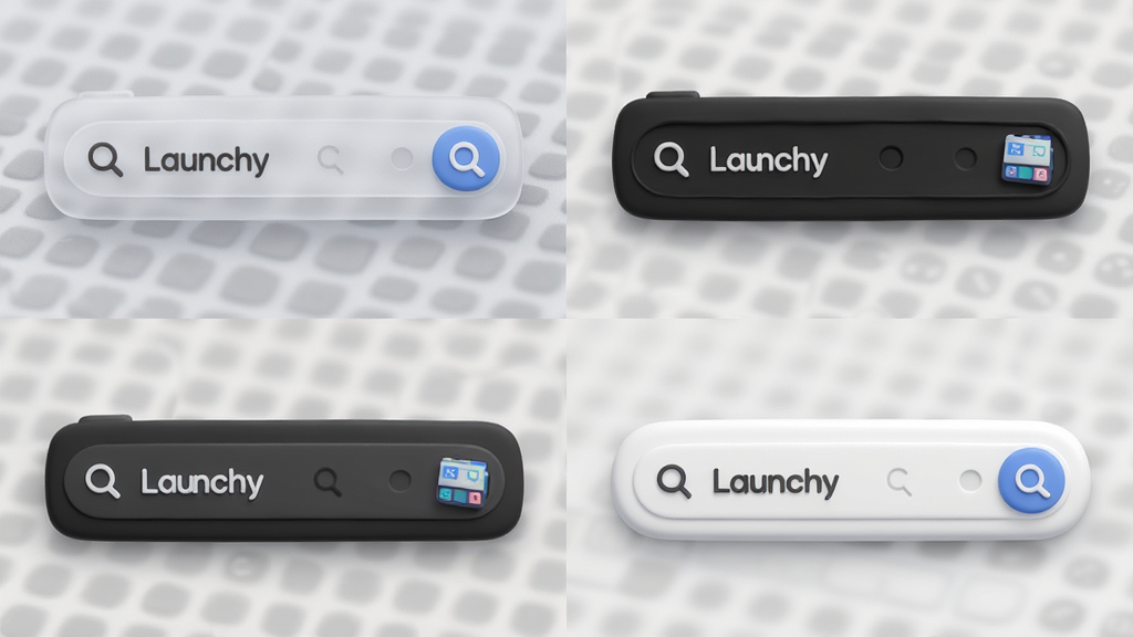 һ��չʾ Launchy ��ͬƤ����۵�ƴͼ�������а���͸��ĥɰ�����ɫ�������ǳɫԲ�������������ʽ������Ϊ�Ĺ������У����Ϊ��Ʒչʾͼ��ϸ�ھ��£����ʸ��壬�ɾ��޶���Ԫ�ء�