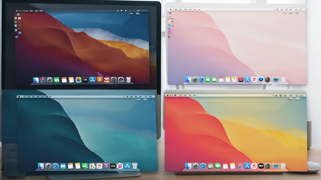 ������Ļ��չʾ���ײ�ͬ����Mac�������棬������ɫģʽ��ǳɫģʽ�������ֽ�ȣ�ÿ�����涼�ж�Ӧ��Dock��ͼ�꣬���岼�����룬�����������ɾ����޶���Ԫ��