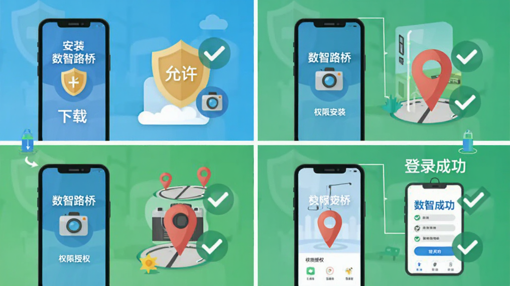 ����Ϊ����·��App��װ��Ȩ�����ò���ͼ������Ϊ�ĸ�־����Ű����������չʾ���ء�������װ��Ȩ����Ȩ����¼�ɹ������Ϊ��ƽ���̳̲廭��ϸ�ڰ����ֻ������ơ����ͼ�ꡢ��λ�����Թ����ţ����������ɾ�������������Ϊ������·�š����޶���Ԫ��