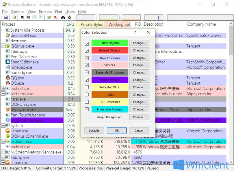 Process Explorer �������� ���̹��� ��ͼ