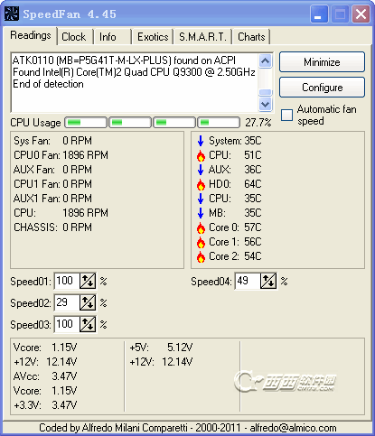 SpeedFan(电脑风扇调速工具)截图