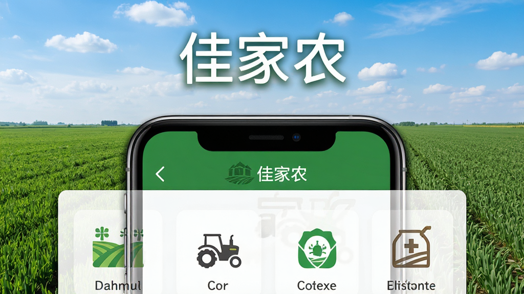 ����������һ�������ֻ����ֻ���Ļ��ʾ�Ѽ�ũӦ�õ������棬��������ũ�ũ����ũ�ʵ�ͼ�꣬����Ϊ����չʾ�ֻ��������ǿ�������ɫũ���������ƣ��Ű�������½ṹ���Ϸ�Ϊ�������ơ��Ѽ�ũ�����·�Ϊ�ֻ�������д�����Ϊдʵ����ũҵ�磬ϸ�����ֻ���Ե����΢��Ӱ������ͼ������������Ϊ���壬�ɾ����޶���Ԫ��