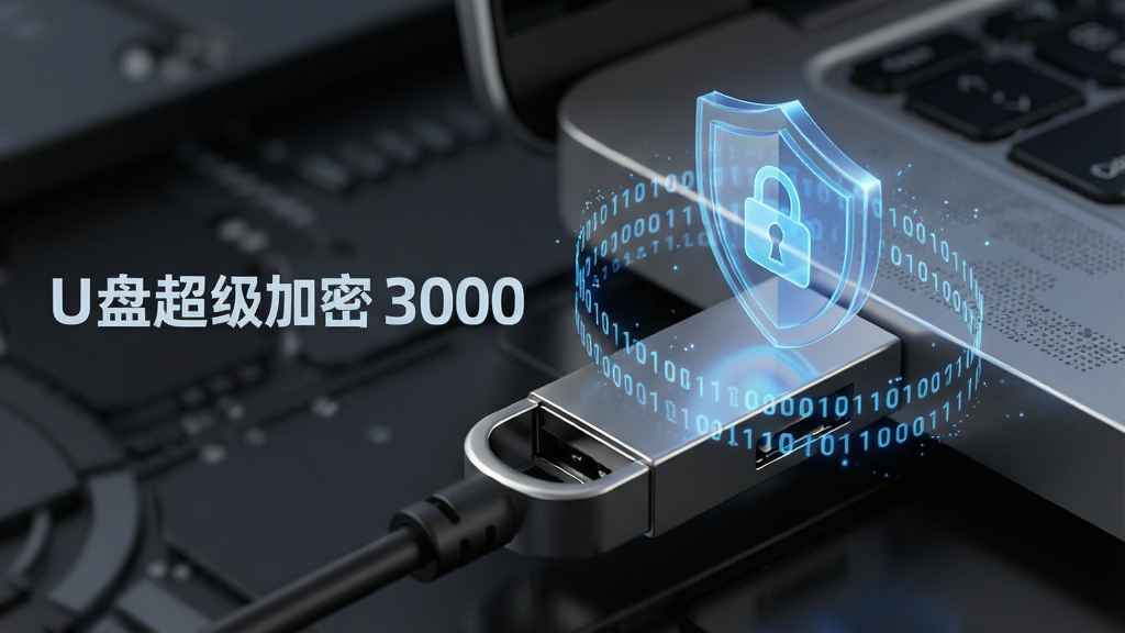 ������һ̨��ɫU�̲���ʼǱ����Ե�USB�ӿڣ�U�̱��渡�ֳ���͸������ɫ����������ͼ�꣬��Χ�����Ŷ�������������Ч�����ֲ��þ�����д��ͼ������Ϊ�黯����ɫ�Ƽ������棻�Ű�ͻ��U���밲ȫͼ�꣬����������״������������ơ�U�̳�������3000���İ�ɫ�޳������壻���Ϊдʵ�Ƽ��磬ϸ�ڰ���U�̽����ʸС����Ƶĸ߹ⷴ�䡢������������Ч��������Ҫ��4K���壬����ɾ��޶���Ԫ�أ�����������͡�