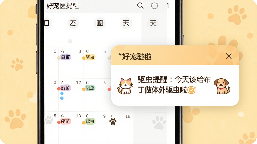 �ֻ����������롰�ó�ҽ�����ѵ�����ϵĻ��棬�����ϱ�ע�˶����ɫԲ�����������������ڣ���������ʾ���������ѣ�����ø����������������������Ա���è�͹���Сͼ�꣬����Ϊǳ��ɫůɫ��������Ϊ�ֻ���Ļ���У�ϸ�������������ܰʵ�ã����ʸ��壬�ɾ��޶���Ԫ��