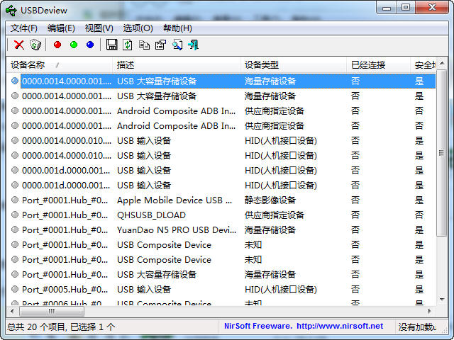 USBDeview(U盘设备管理工具)截图