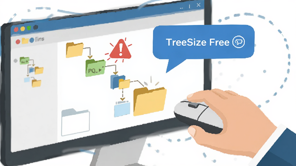 TreeSize Free ʹ��ָ�ϳ����廭������Ϊһֻ�������������Ļ�ϵ��ļ�����������Ϊб���ӽǣ����Ϊ��ƽ���廭��ϸ�ڰ�����Ļ�ϵ����νṹ����ɫ����ͼ�ꡢ��ɫ��ʾ���ݣ����ʸ��壬�ɾ����޶���Ԫ��