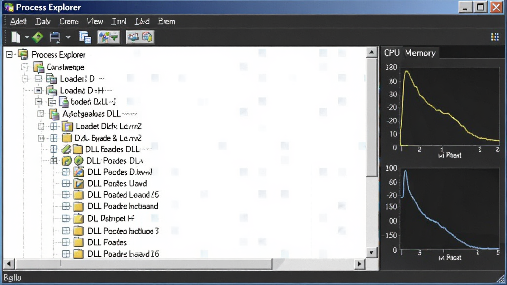 һ��չʾ Process Explorer ���������ͼƬ����������һ����״�ṹ�Ľ����б���ÿ�������·�չ����ʾ����ص� DLL ģ�飬�Ҳ������ʾ CPU ���ڴ�����ͼ��������Ϊ���� Windows ��ɫ���⣬�������������ֽ��ա����ʸɾ����޶���Ԫ�ء�