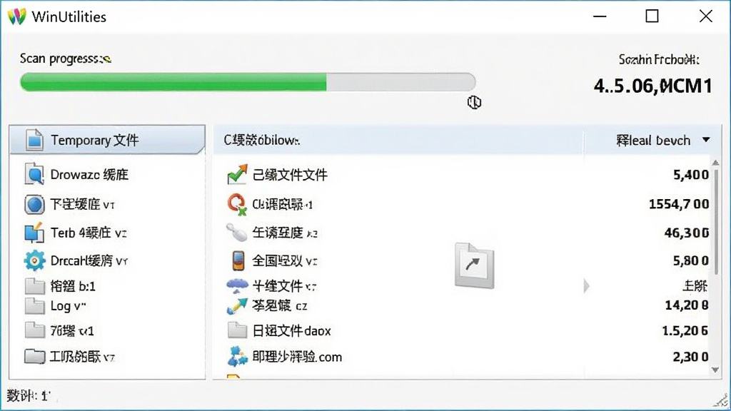 WinUtilities ϵͳ�����������ܽ��棬����չʾɨ��������ͷ��������б��������ʾ��ʱ�ļ�����������桢��־�ļ�������Ҳ���ʾ���ͷſռ���ֵ������Ϊ��ˬ��ǳɫ����������ơ�WinUtilities����ʾ�ڱ������������������ɾ����޶���Ԫ��