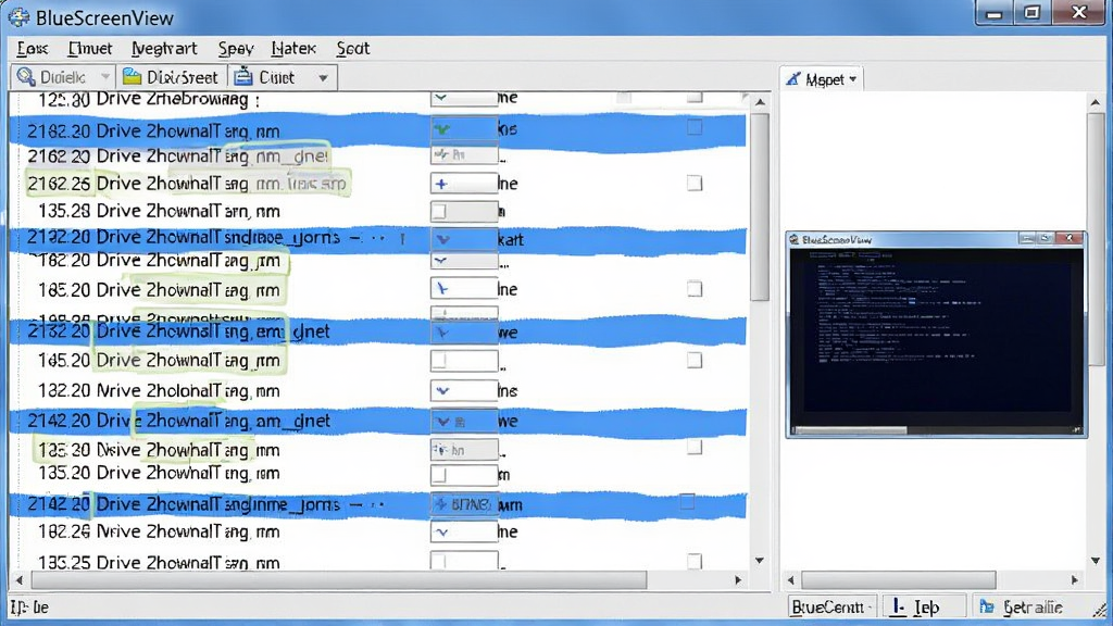 BlueScreenView����������д����������ʾ��������¼���Ŀ�������������Ʊ�������ע���Ҳ���ģ������Ԥ�����ڣ�������Ϊ������������棬����������ɫ���԰�ɫ����ɫΪ�������ʸɾ��޶���Ԫ��
