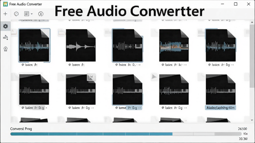 һ��չʾ Free Audio Converter ����ת�����ܵ�ͼƬ�������ж����Ƶ�ļ�����ͼ�������������������ڣ���������ʾת�������У�����Ϊ��ɫ������������ִ���Լ��ϸ�����������ʸɾ���ͼƬ�����ֱ�ע 