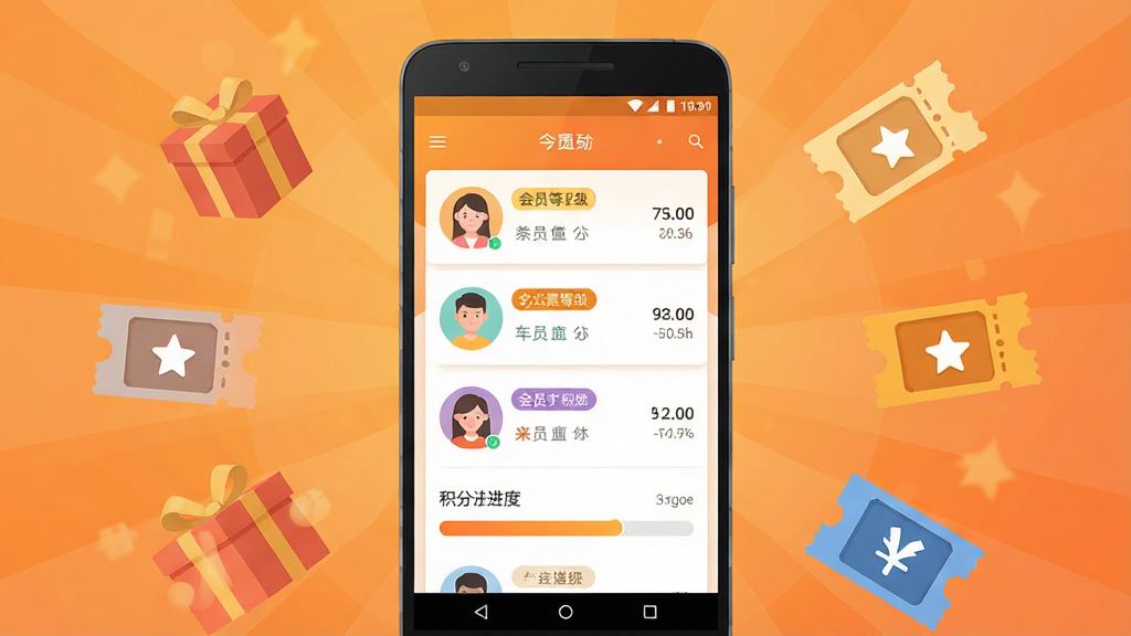 �ŵ�ͨ����ϵͳ��Ա�������棬��������Ϊһ����׿�ֻ�����ͼ����Ļ����ʾ��Աͷ���б�����ֽ�����������Ϊů��ɫ���䣬��������Ư����������Ż�ȯͼ�꣬���ֲ������ķ��乹ͼ�����Ϊ��ƽ���廭���ϸ�ڰ��������Ļ�Ա�ȼ���ǩ��������֣�����Ϊ����2K������ɾ����޶���Ԫ��