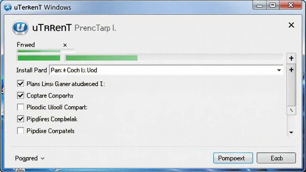 uTorrent��Windows�����ϵİ�װ�򵼽����ͼ������Ϊ��װ���ڣ�������ʾ��װ·��ѡ���������ѡѡ��Ű�Ϊ���䰲װ������棬���Ϊ����������װ��ͼ��ϸ�ڰ����������븴ѡ�򣬻�������������ɾ����޶���Ԫ��