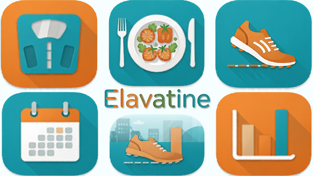 ����Ϊ Elavatine Ӧ�õĹ���ͼ�꼯�ϣ��������سӡ����̡��ܲ�Ь��������ͼ�����ͼ�ꣻ����Ϊ�������У����ķ��� Elavatine ���ֱ�ʶ���Ű�Գƣ�ͼ���Сһ�£����Ϊ��ƽ����ƣ���ɫ�Գ�ɫ������ɫΪ����ϸ�ڰ���ͼ����Ӱ��΢����Եƽ�������ʸ��壬�ɾ����޶���Ԫ��