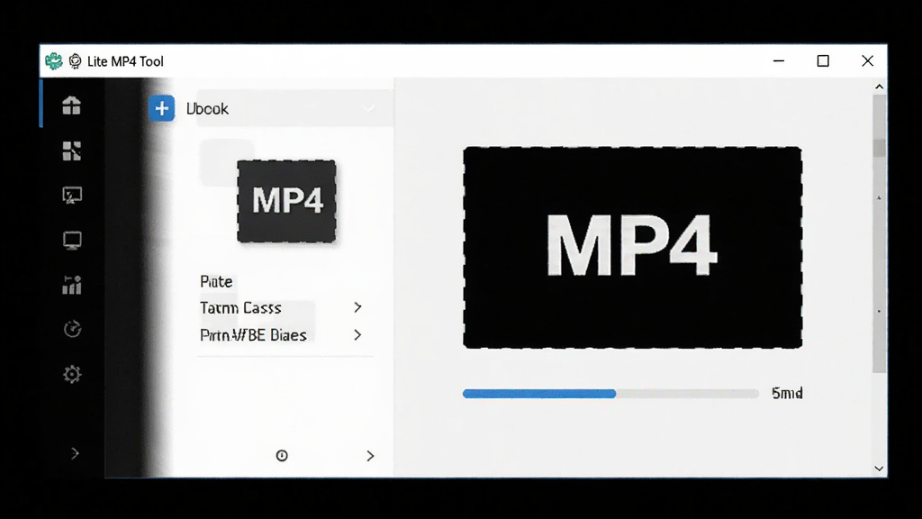 Lite MP4 Tool �����������ͼ������Ϊ���İ�ɫ���ڲ��֣����Ϊ���ܵ��������Ҳ�Ϊ��Ƶ�ļ���ק�����Ű����������Ϊ�ִ���Լ����磬ϸ�ڰ��� MP4 ͼ��ͽ����������������ɾ��޶���Ԫ��