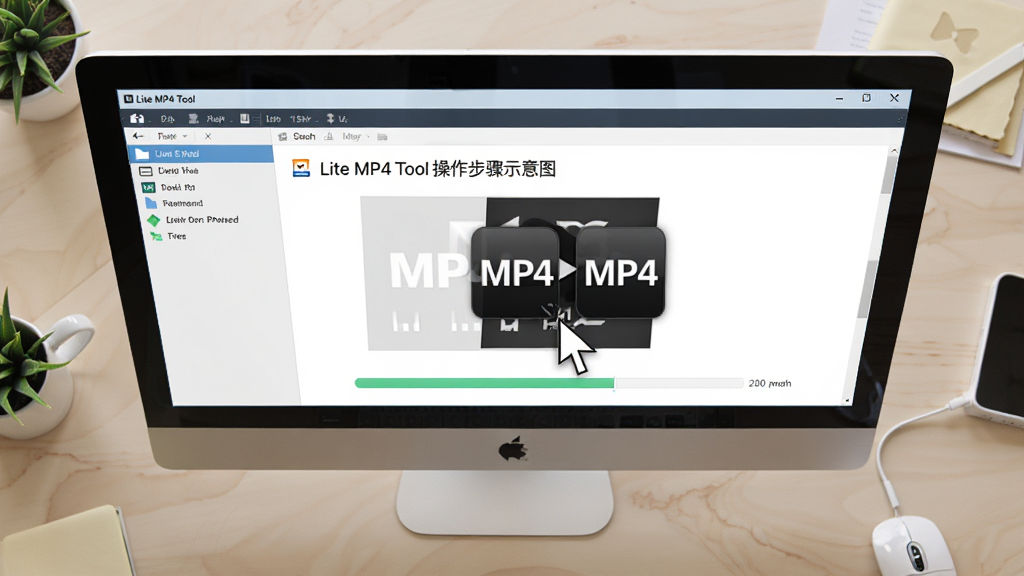 Lite MP4 Tool ��������ʾ��ͼ������Ϊ������Ļ��ʾ�����������Ƶ�ļ���ק����������Ϊ���ӽǶ����泡�����Ű��࣬���Ϊдʵ�칫�磬ϸ�ڰ������ָ�롢MP4 ͼ��ͽ����������������ɾ��޶���Ԫ��