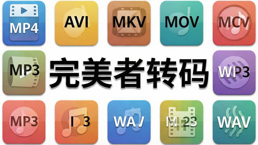 һ�ź���չ���ĸ�ʽͼ������ͼ�����������������š�MP4����AVI����MKV����MOV����MP3����WAV�������ֱ�ǩ��ÿ����ǩ�·����ж�Ӧ��ʽ�Ĳ�ɫ����ͼ�꣬����λ���ýϴ��ֺű�ע��������ת�롱�������ƣ����岼��Ϊ����״�����Ϊ�������ı�ƽͼ��磬ϸ�ڰ���ͼ���Ե����΢���䡢���ֱ�ǩ������ͶӰ�����ʸɾ����޶���Ԫ��