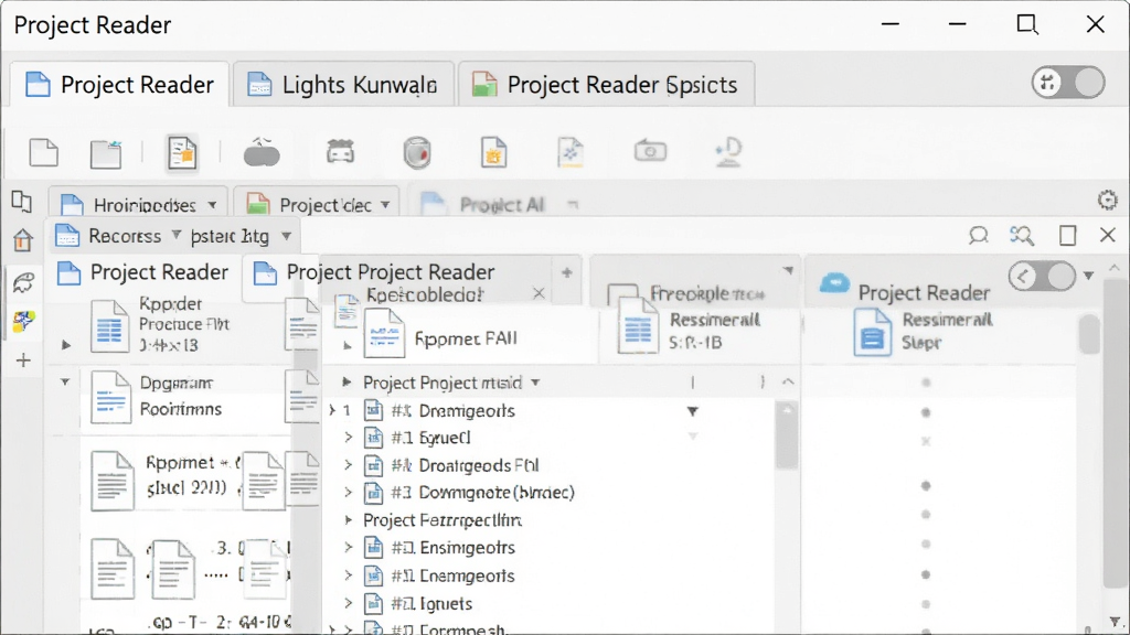 һ��չʾ Project Reader �������е�ͼƬ������Ϊ�������ǩҳ����ͬʱ�򿪶�������ļ�������Ϊ������ǩ������·�������ʾ�����Ű�Ϊ��ǩ�������У����Ϊ��Լ��Ч�磬ϸ�ڰ�������ļ���ǩ���л���ť����������